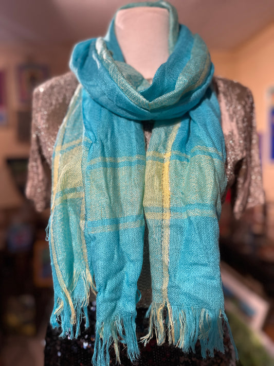 Tripp's Stores / ACCESSORIES / Turquoise Scarf with silver threads