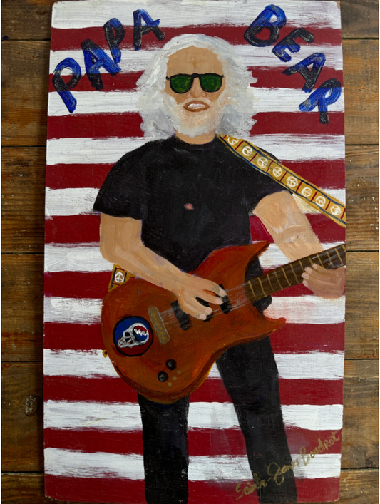 Tripp's Store / Original Folk Art Painting by Sainte James-Boudrot / "Papa Bear" Acrylic on Wood Board / Iconic Band Member Portrait / Outsider Art