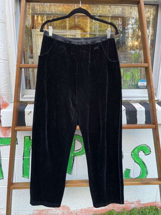 Tripp's Store : Black velvet Sonia Rykiel yoga pants // XL// Black velvet yoga pants